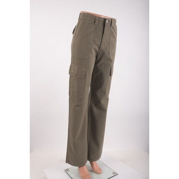 Zara Womens High Rise Canvas Cargo Pants Straight Leg US 0 EU 32 6929/465 NWOT - Picture 2 of 7